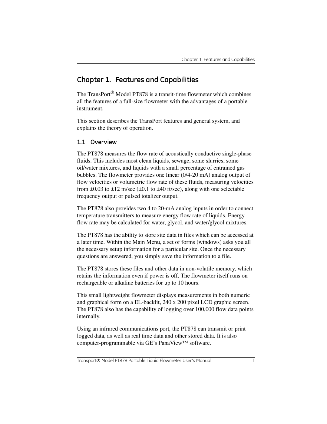 GE PT878 user manual Features and Capabilities, Overview 