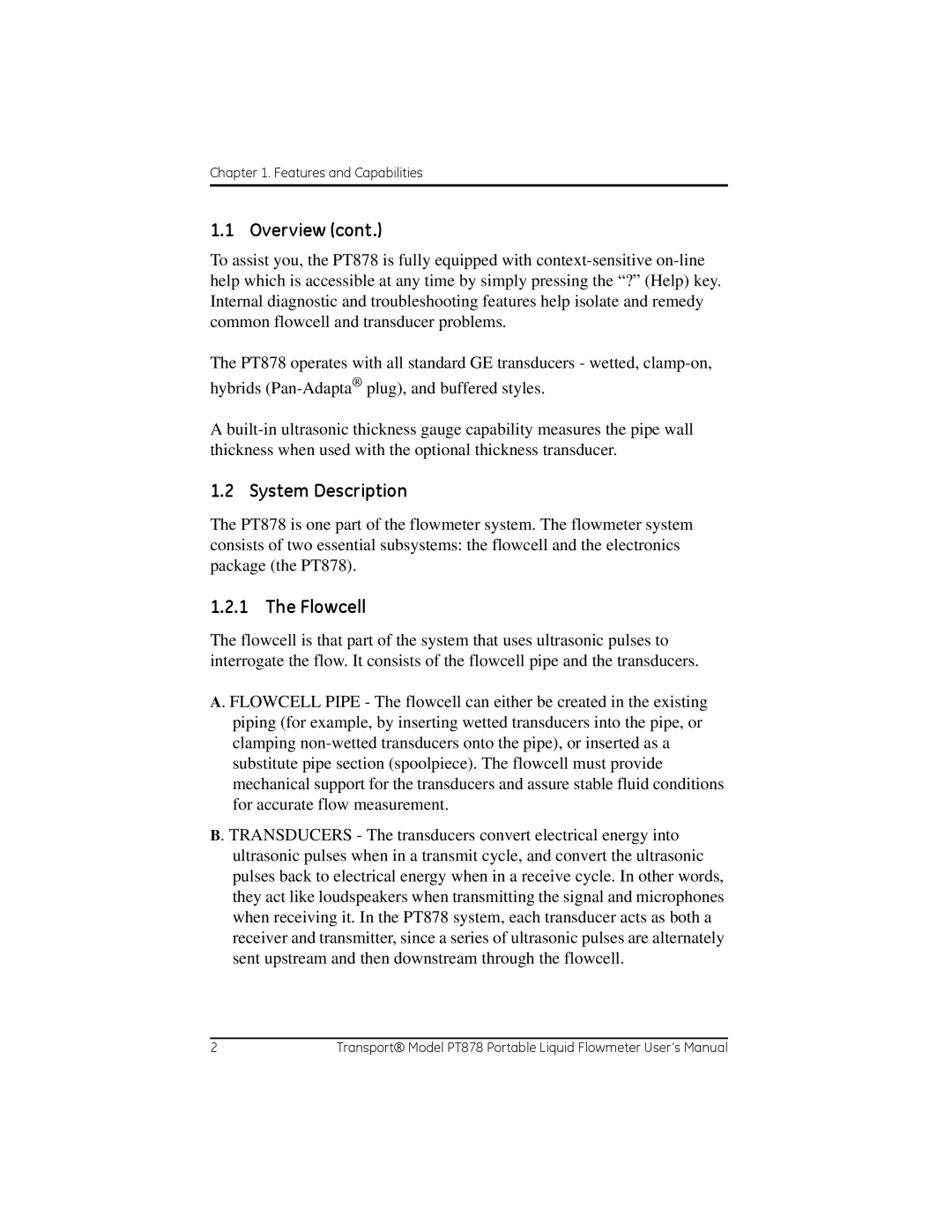 GE PT878 user manual System Description, Flowcell 