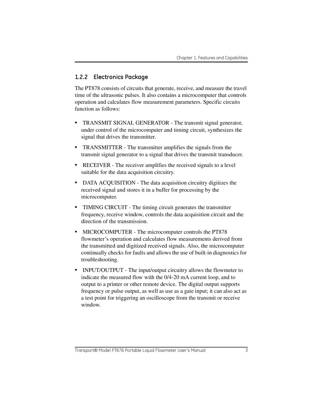 GE PT878 user manual Electronics Package 