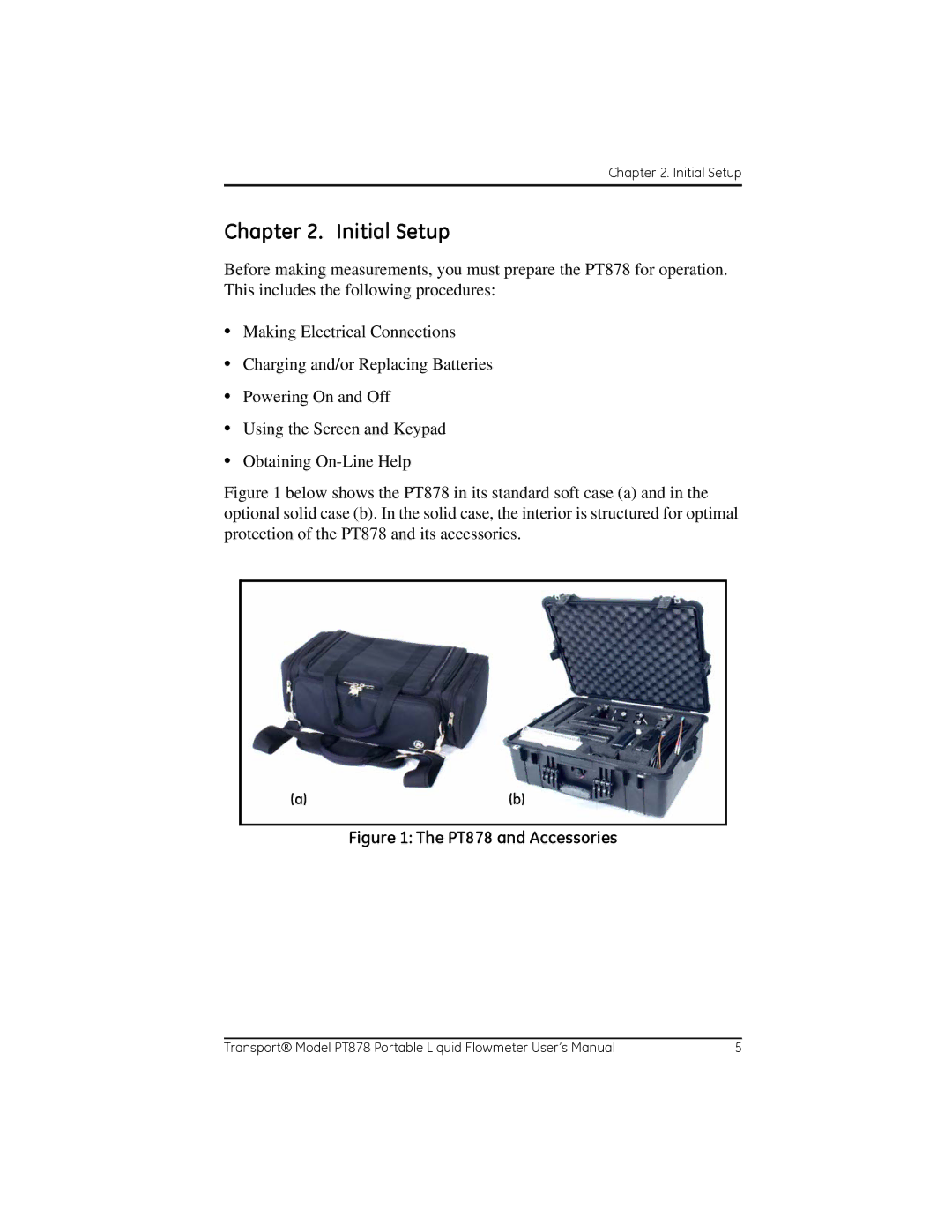 GE user manual Initial Setup, PT878 and Accessories 