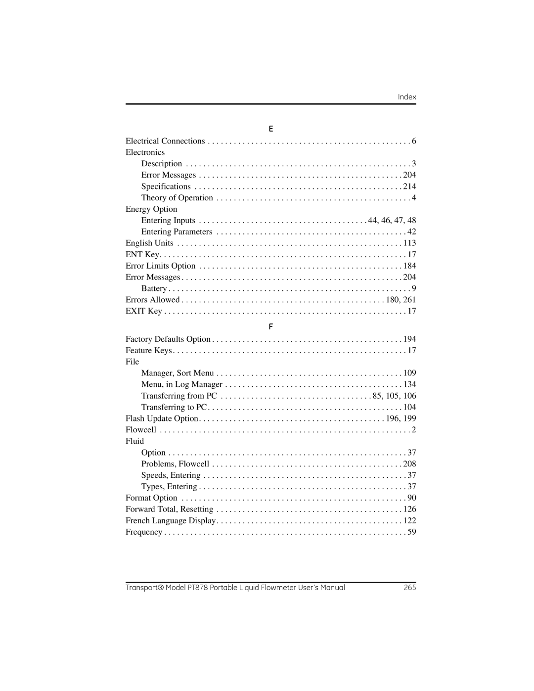 GE PT878 user manual Index 