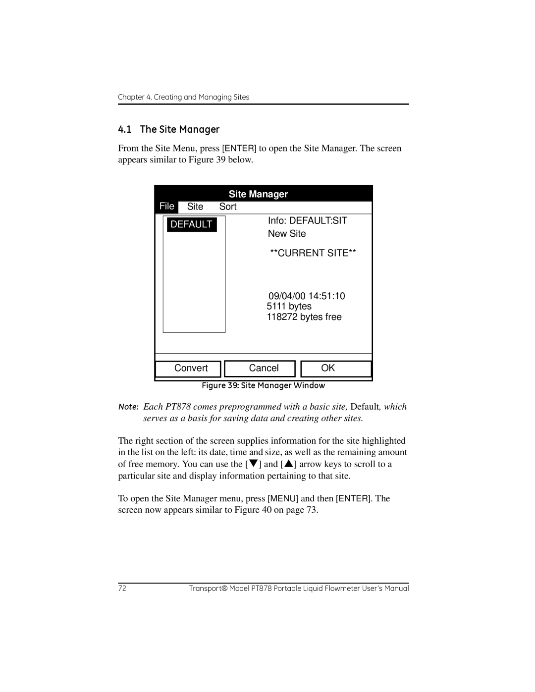 GE PT878 user manual Site Manager, File 