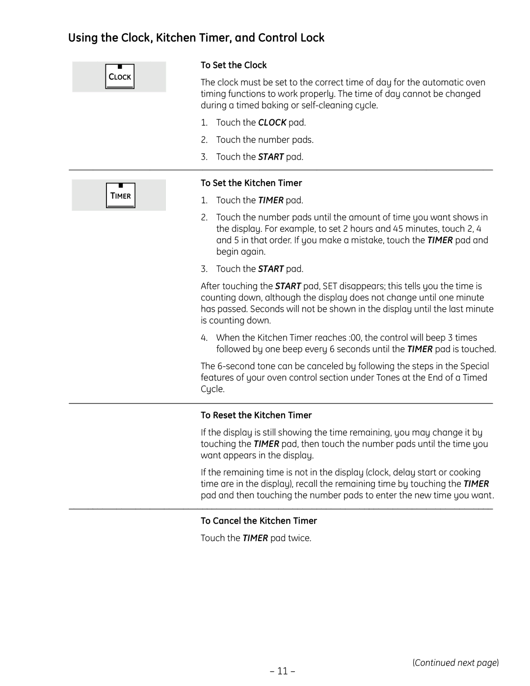 GE PT925 manual Using the Clock, Kitchen Timer, and Control Lock, To Set the Clock, To Set the Kitchen Timer 