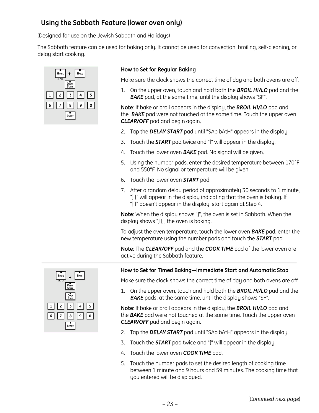 GE PT925 manual Using the Sabbath Feature lower oven only, How to Set for Regular Baking, Active during the Sabbath feature 