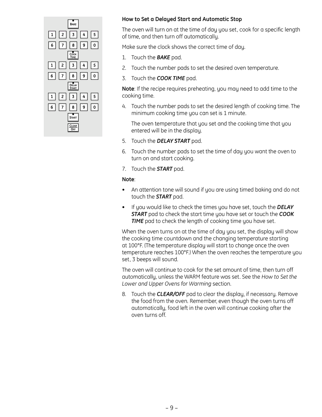 GE PT925 manual How to Set a Delayed Start and Automatic Stop 