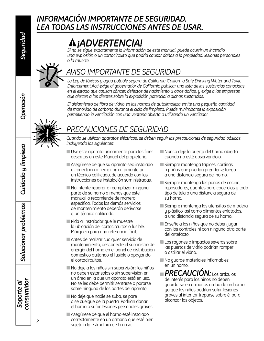 GE PT925 manual Soporte al Consumidor, Cuidado y limpieza, Solucionar problemas 