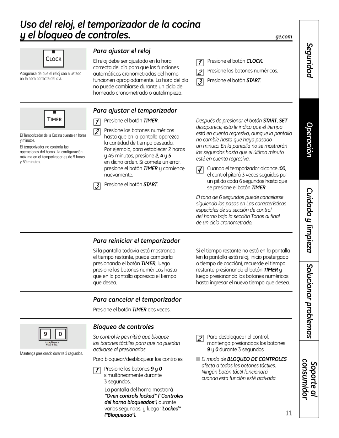 GE PT925 manual Limpieza, Solucionarproblemas 