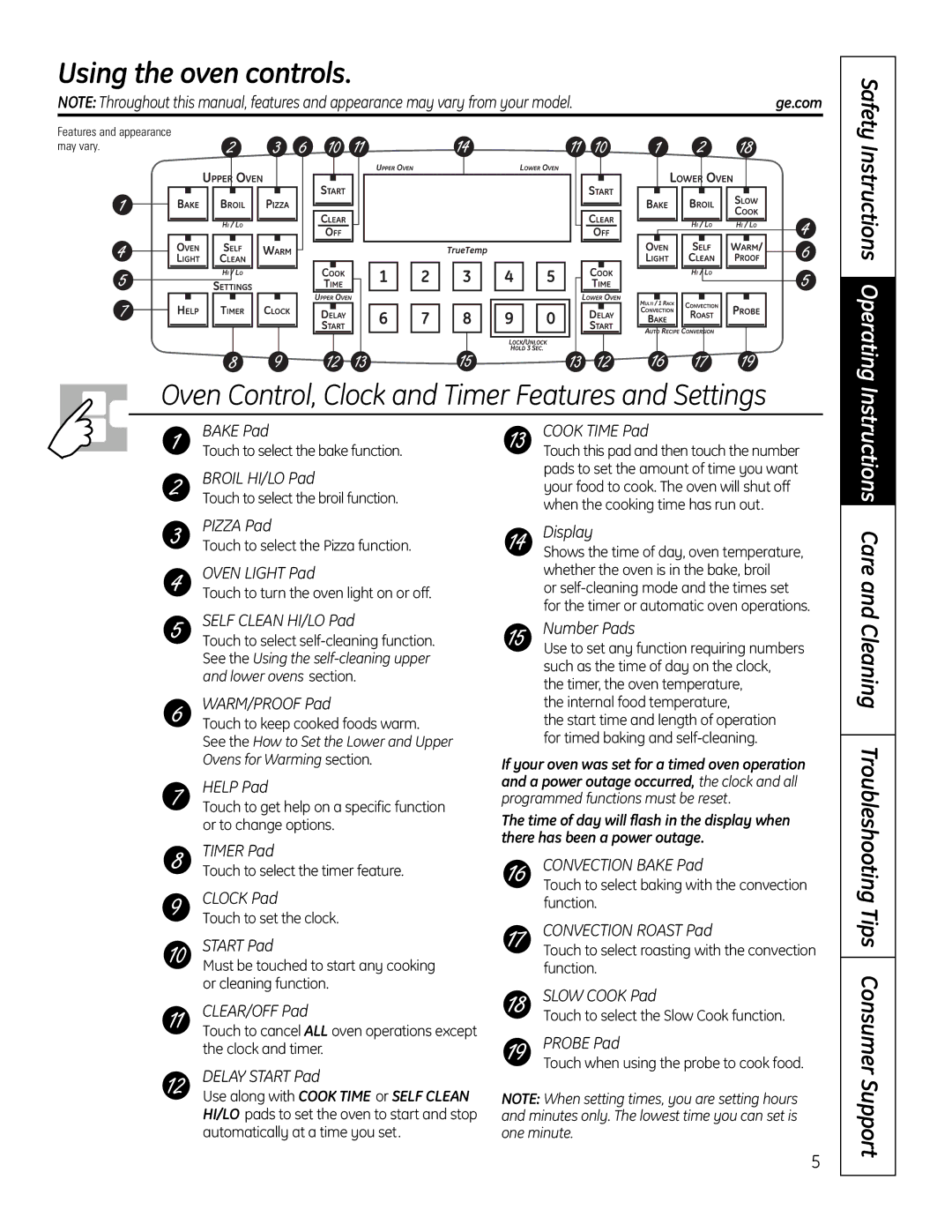 GE PT925 manual Using the oven controls, Care and Cleaning Troubleshooting Tips Consumer Support 