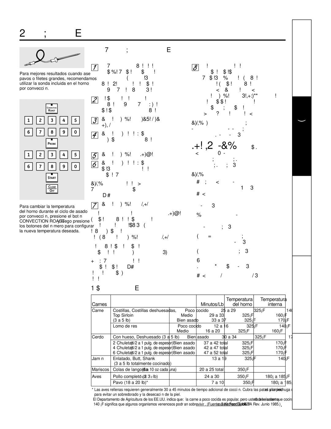 GE PT925 manual Precaución a fin de, Solucionar, Guía para asar por convección 