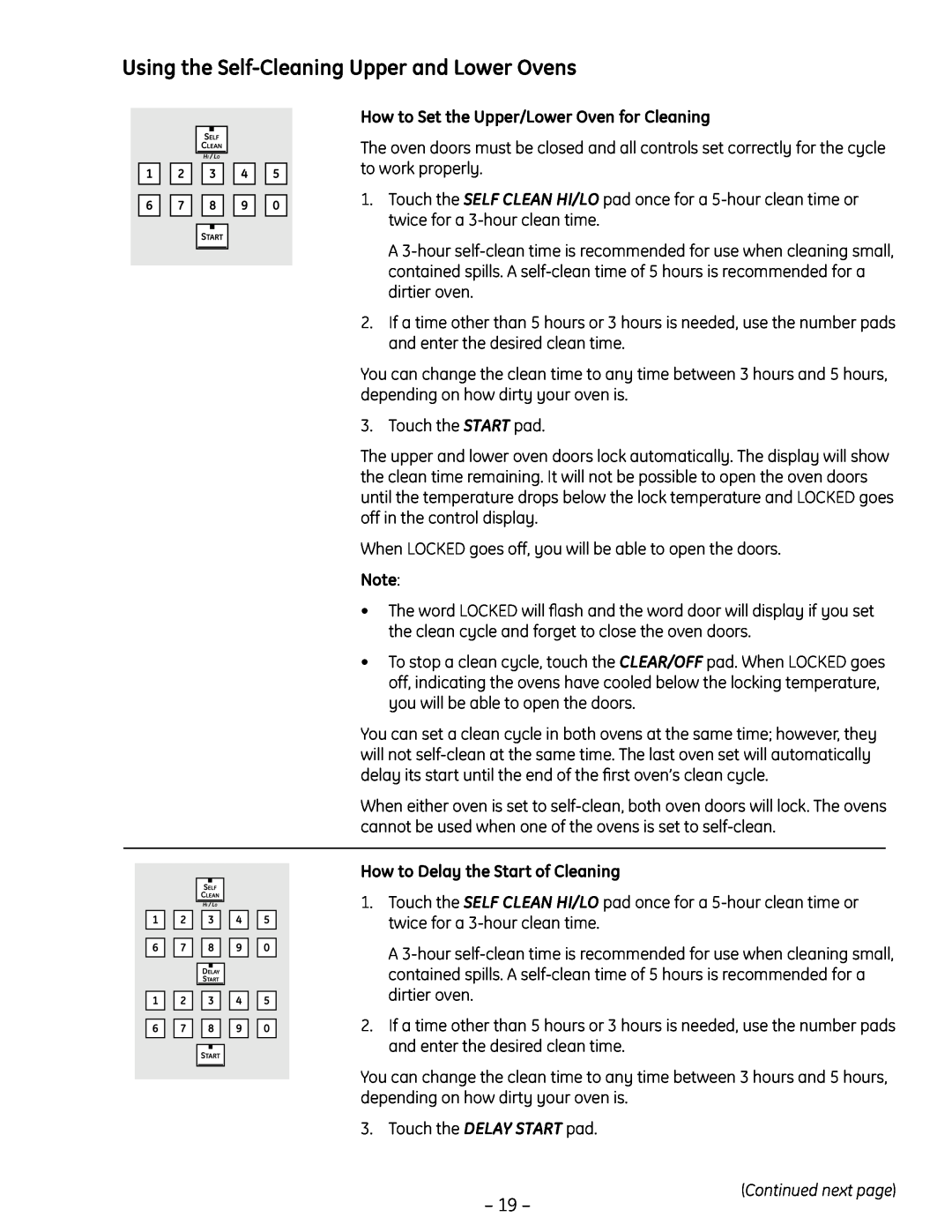 GE PT925 manual Using the Self-Cleaning Upper and Lower Ovens, How to Set the Upper/Lower Oven for Cleaning 
