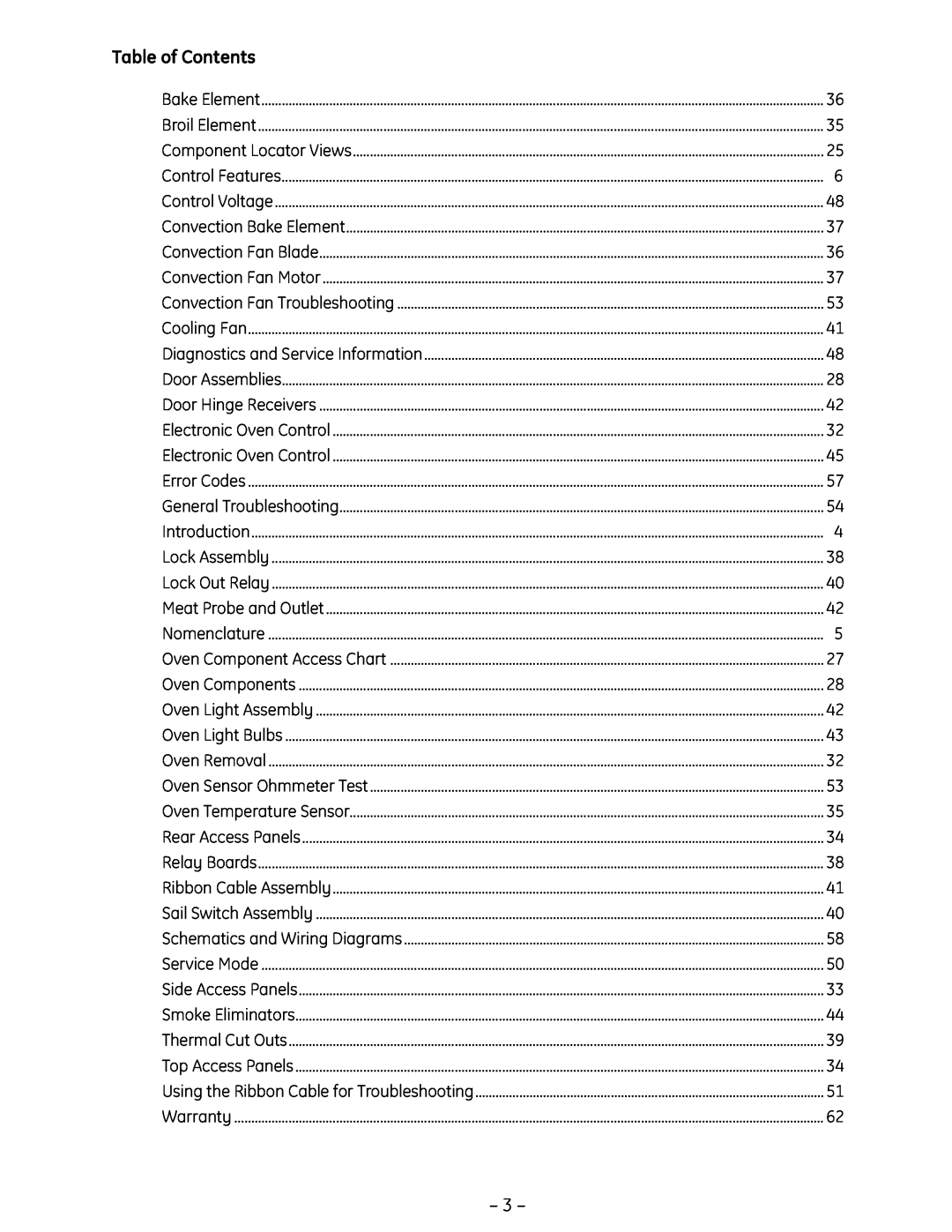 GE PT925 manual Table of Contents 
