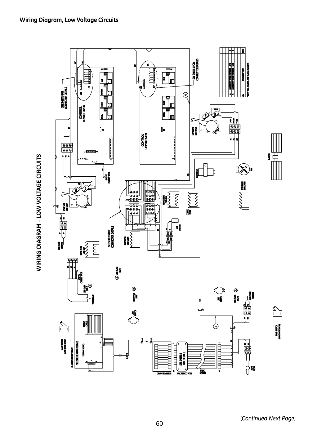 GE PT925 manual Wiring Diagram, Low Voltage Circuits, Wiring Diagram - Low Voltage Circuits, Continued Next Page 