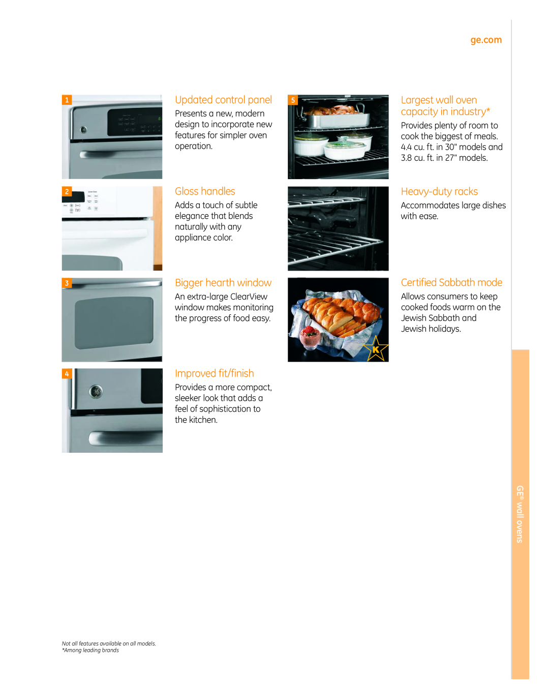 GE PT920 Gloss handles, Bigger hearth window, Improved fit/finish, Heavy-dutyracks, GE wall ovens, Updated control panel 