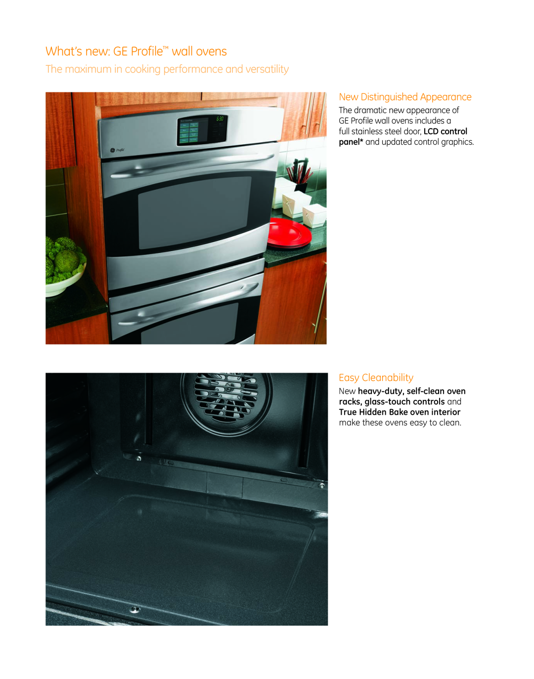 GE PT960, PT920 manual What’s new GE Profile wall ovens, New Distinguished Appearance, Easy Cleanability 