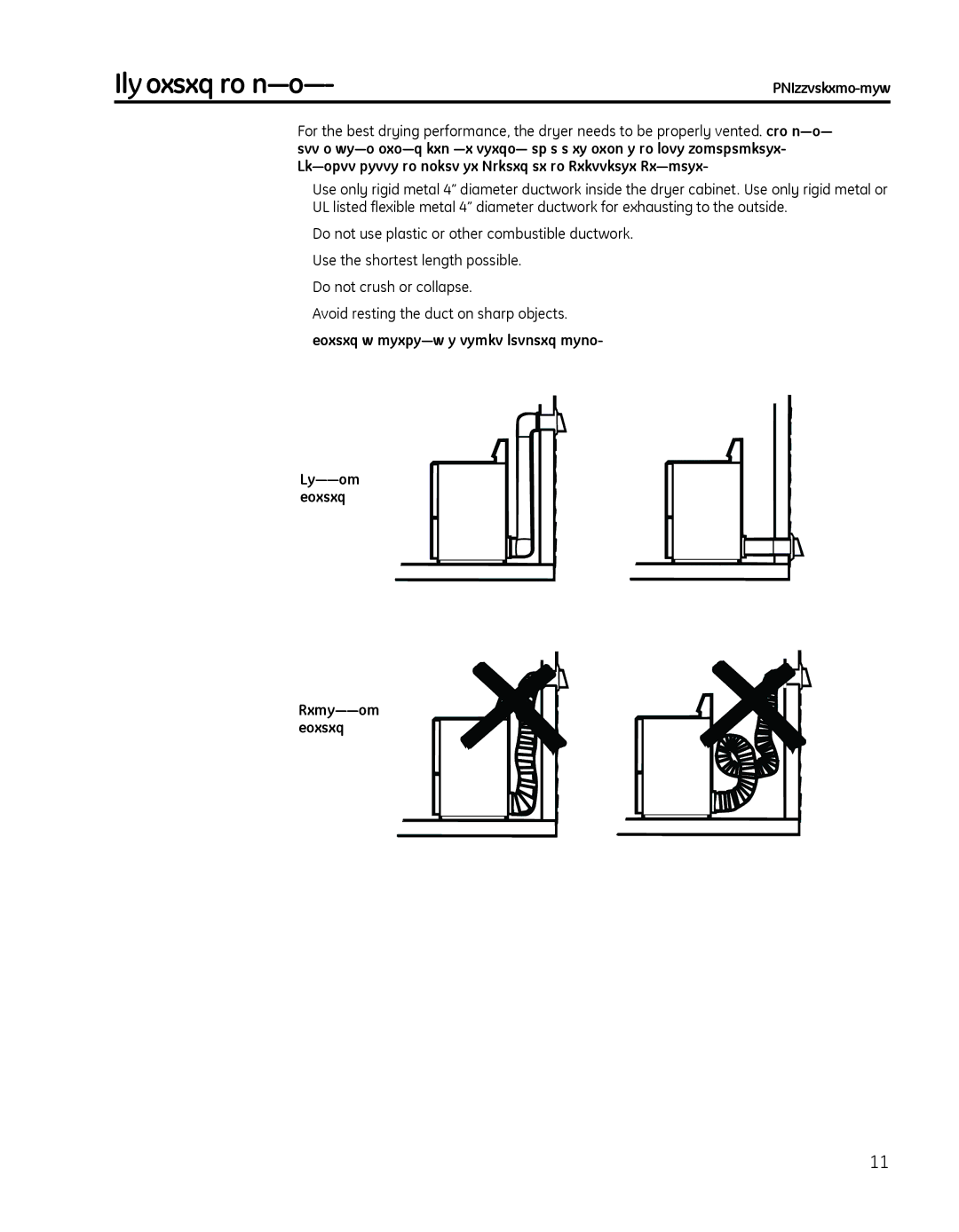 GE 234D1157P005, PTDS650EMWT, 49-90418 operating instructions About venting the dryer 