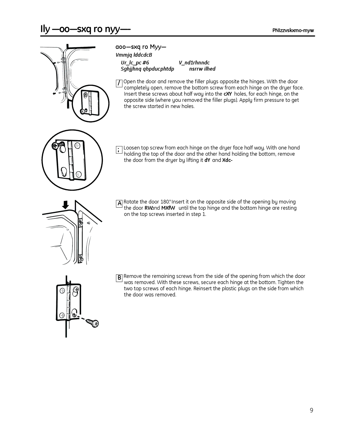 GE PTDS650EMWT, 49-90418, 234D1157P005 operating instructions About reversing the door, Reversing the Door 