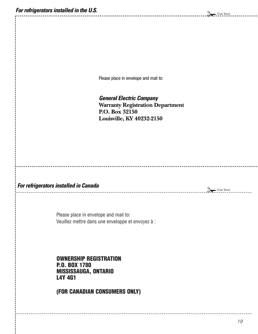 GE 197D5226P005, PTS18SHSSS operating instructions For refrigerators installed in the U.S 