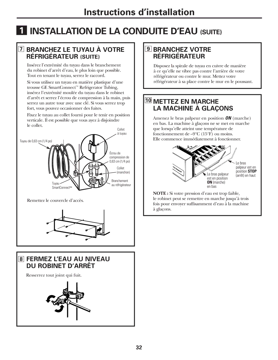 GE PTS18SHSSS, 197D5226P005 operating instructions Branchez Votre Réfrigérateur, Mettez EN Marche LA Machine À Glaçons 