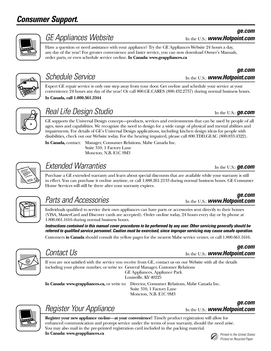 GE PTS18SHSSS, 197D5226P005 operating instructions GE Appliances Website 