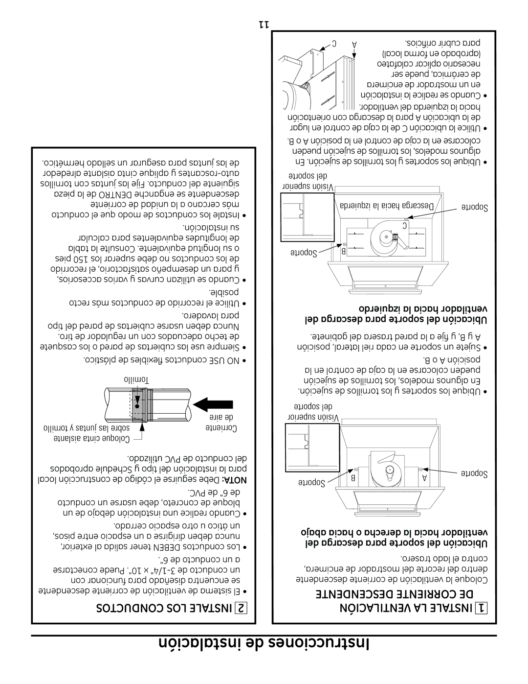 GE PVB94, PVB98, PVB37, PVB67 installation instructions Conductos LOS Instale 