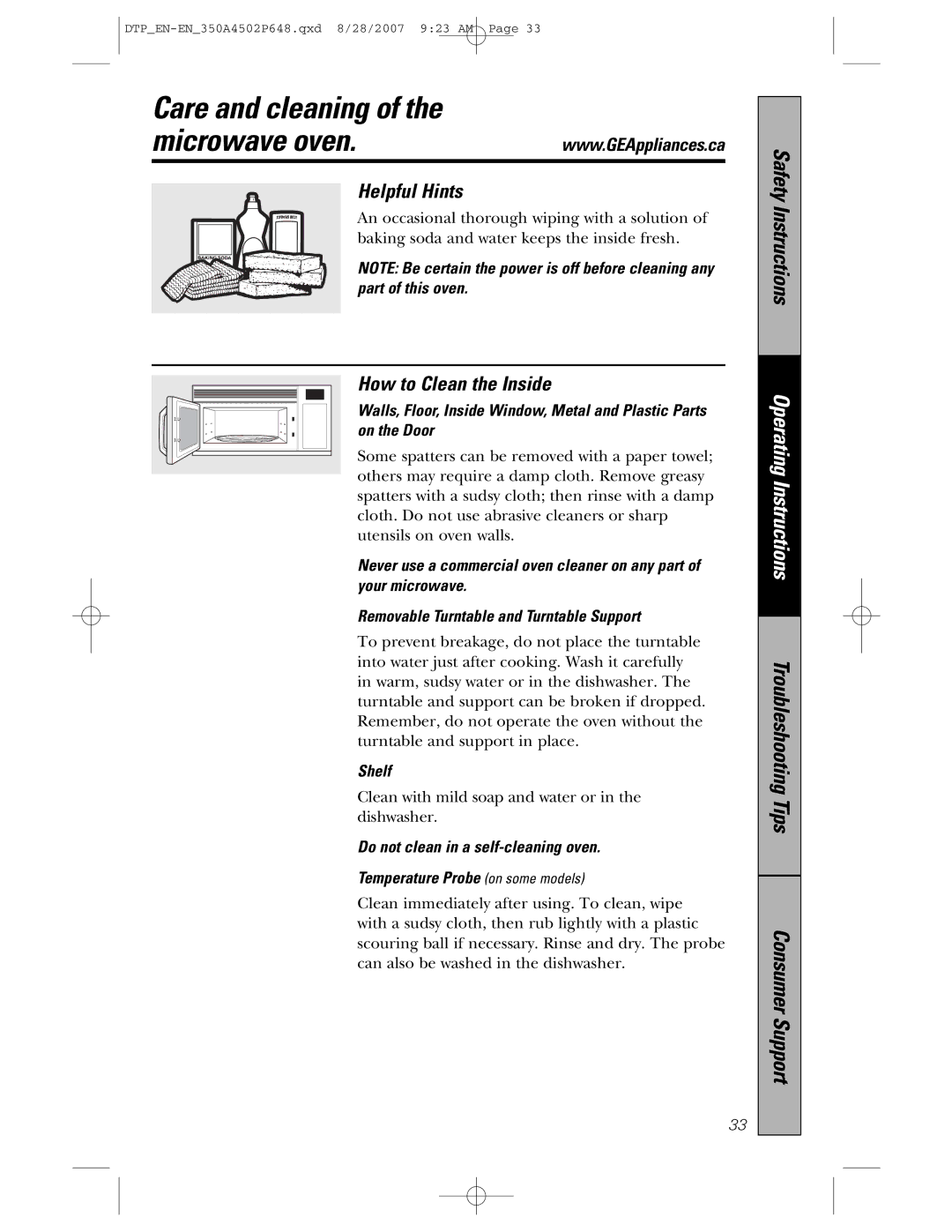 GE pvm1870 owner manual Care and cleaning, Helpful Hints, How to Clean the Inside, Part of this oven, Shelf 