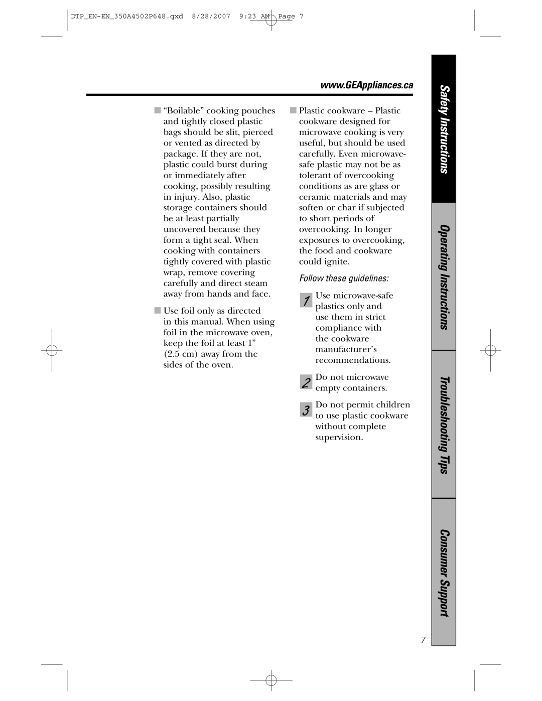 GE pvm1870 owner manual Follow these guidelines 