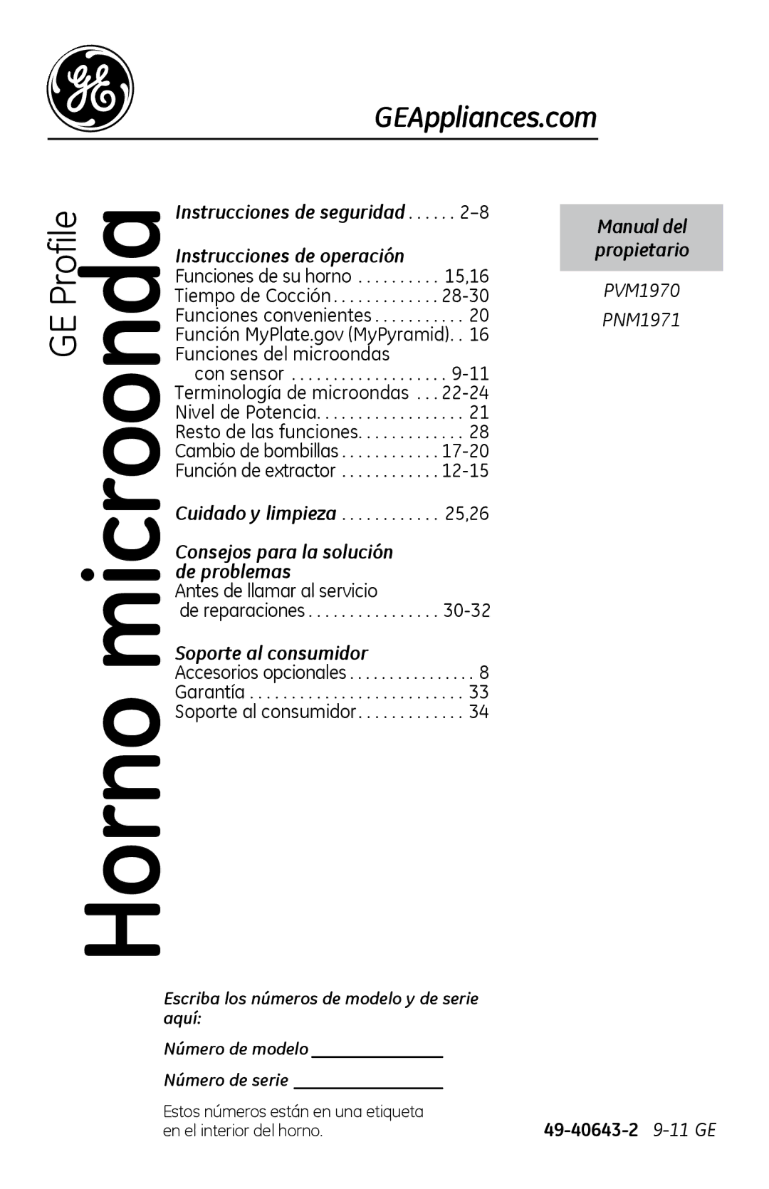 GE PVM1970 owner manual Instrucciones de operación, Consejos para la solución De problemas, Soporte al consumidor 