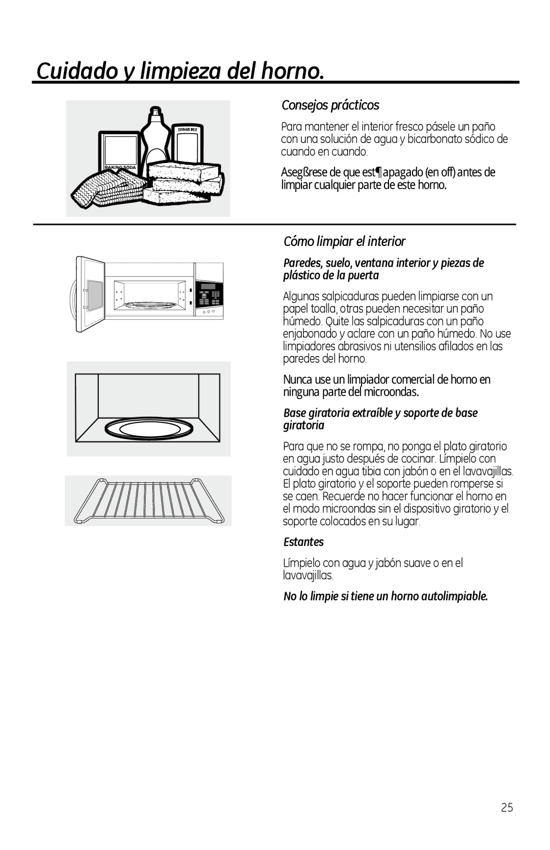 GE PVM1970 owner manual Cuidado y limpieza del horno, Consejos prácticos, Cómo limpiar el interior 