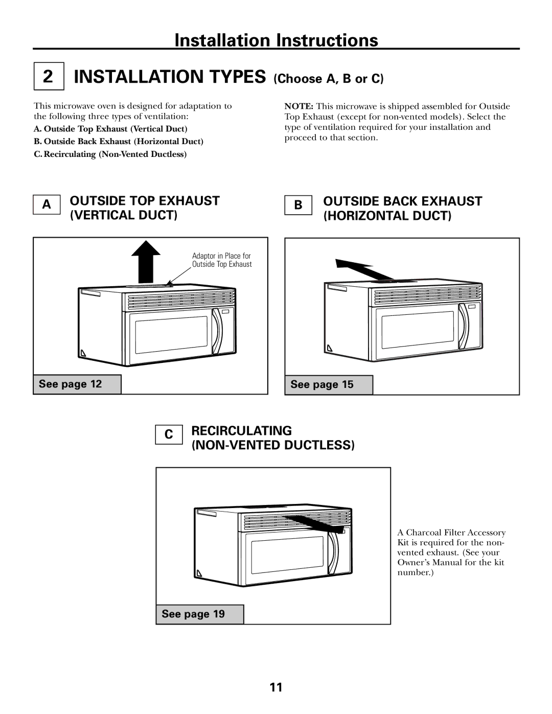 GE PVM2070 warranty Recirculating NON-VENTED Ductless, See 