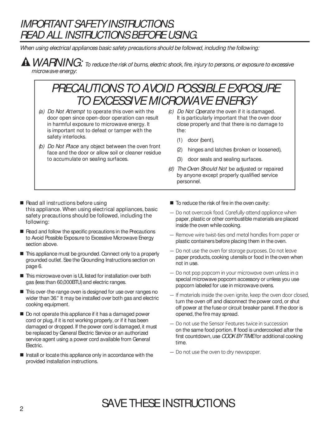 GE PVM9179 owner manual „ To reduce the risk of fire in the oven cavity, Inside the oven while cooking, Section above 