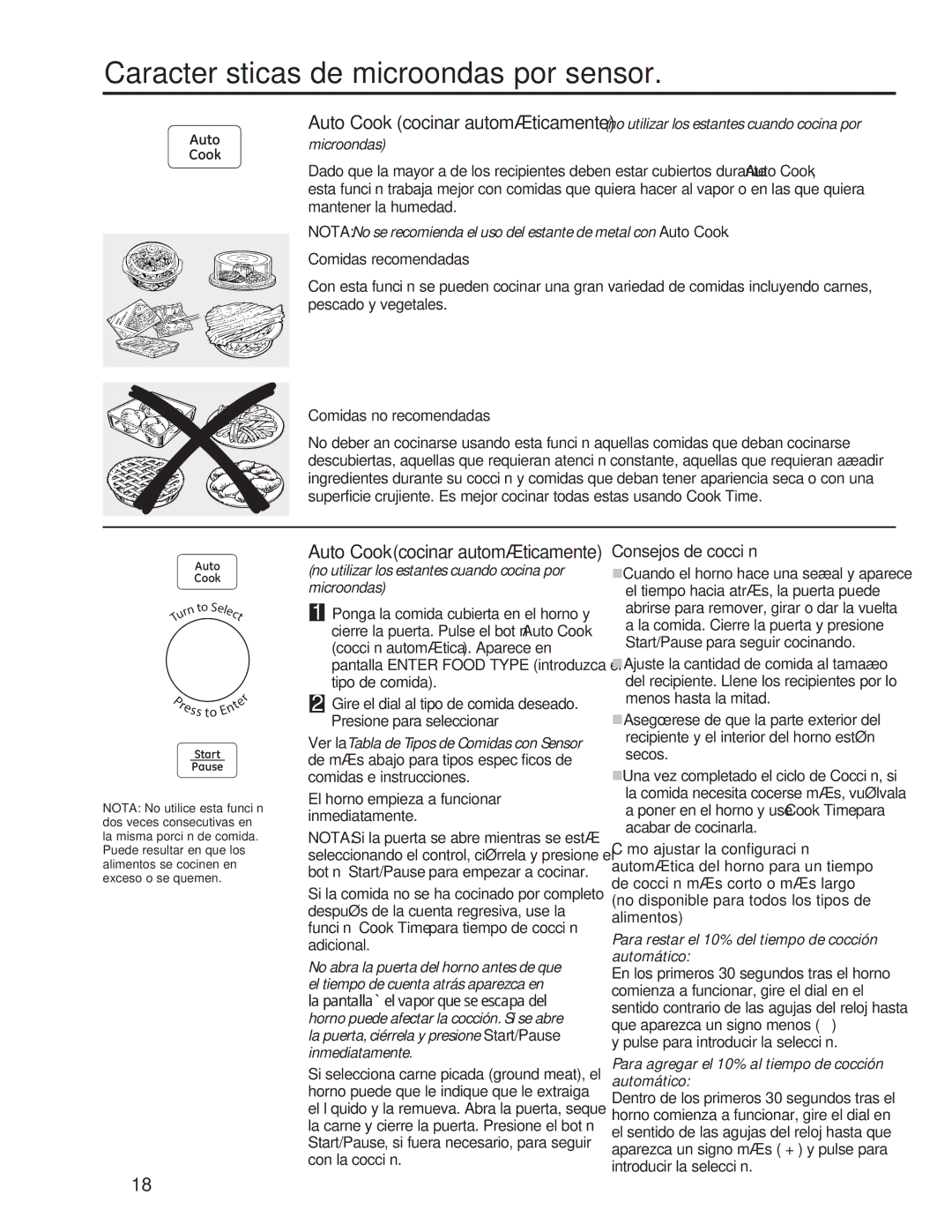 GE PVM9179 owner manual Consejos de cocción, Comidas recomendadas, Comidas no recomendadas 