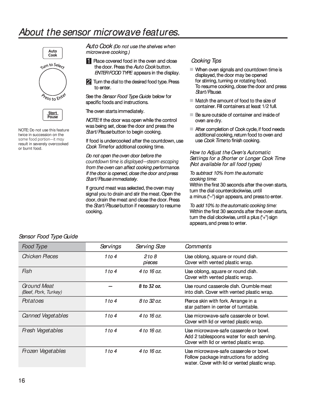 GE PVM9179 owner manual About the sensor microwave features 