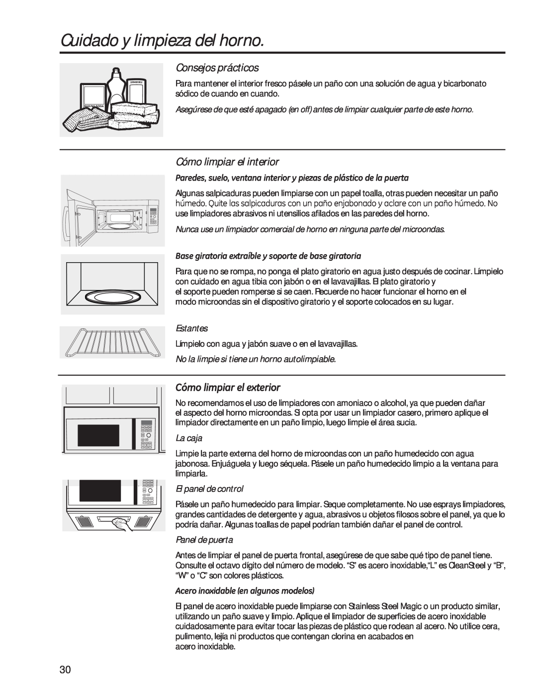 GE PVM9179 Cuidado y limpieza del horno, Consejos prácticos, Cómo limpiar el interior, yPROLPSLDUHOHWHULRU, Estantes 