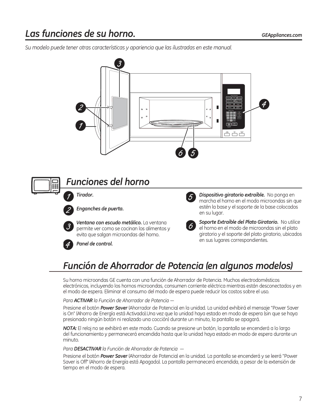 GE DVM7195, PVM9195, PNM9196, JVM7195, JVM7196 Las funciones de su horno, Funciones del horno, Tirador Enganches de puerta 