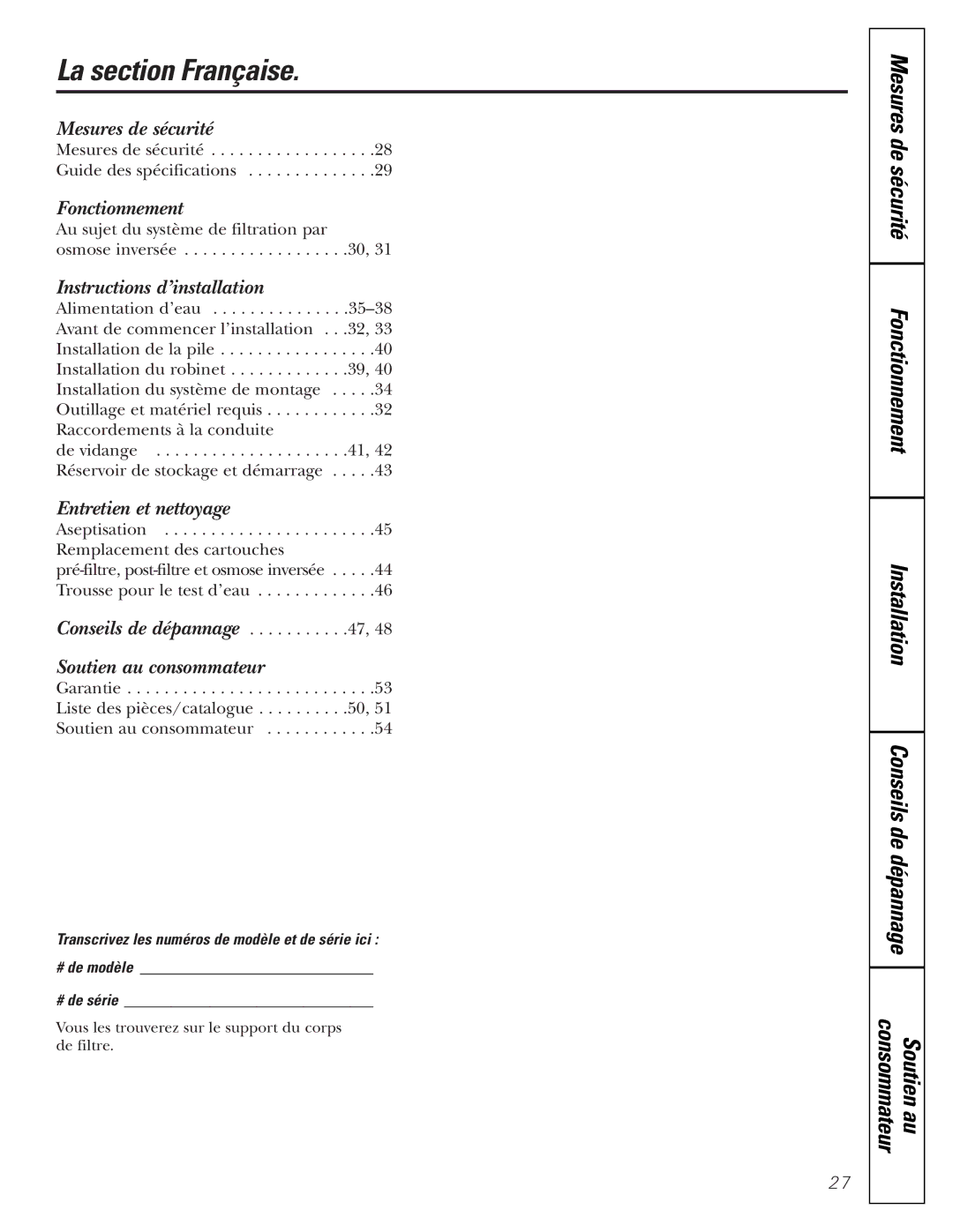 GE PXRQ15F owner manual La section Française, Fonctionnement 