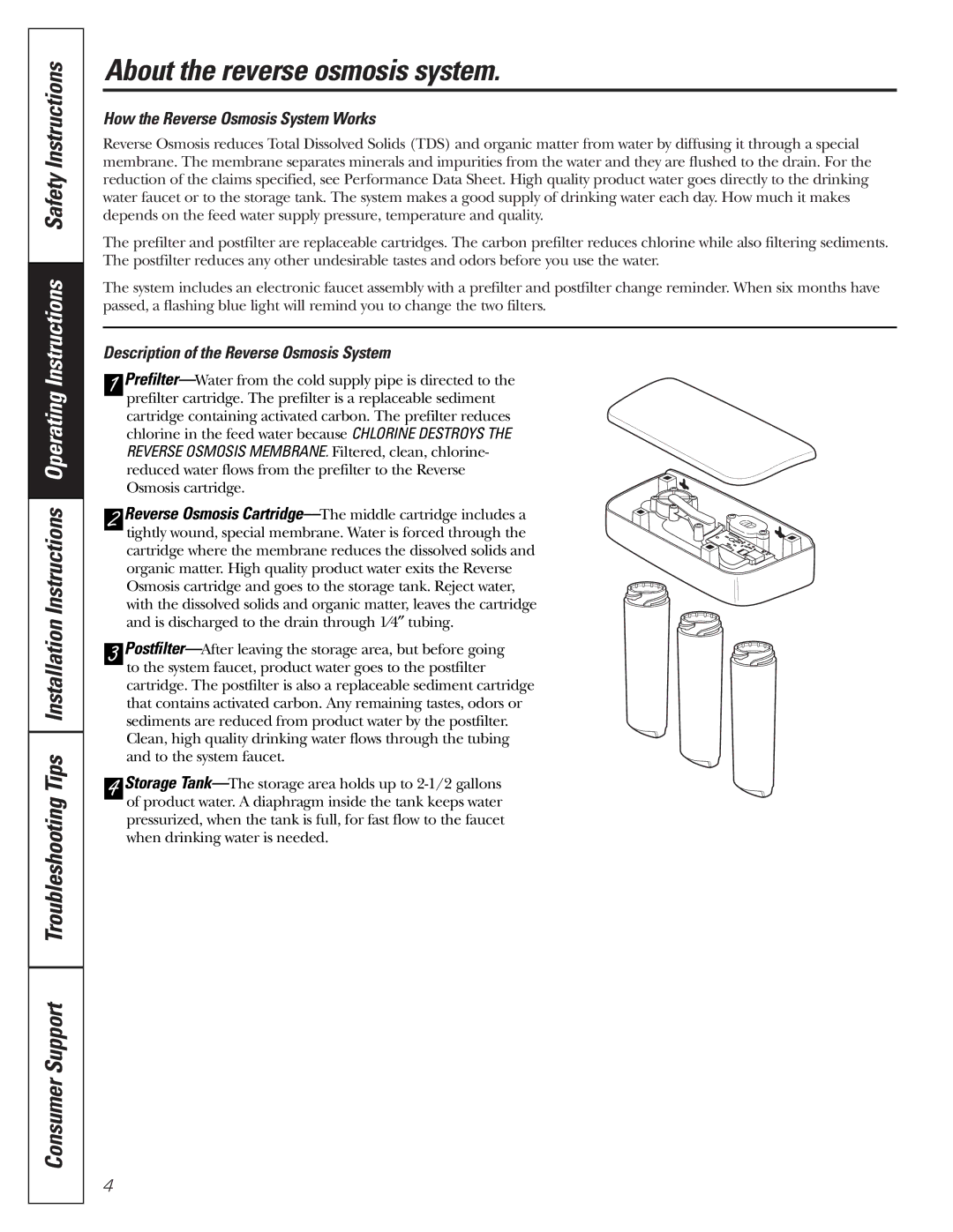 GE PXRQ15F owner manual About the reverse osmosis system, How the Reverse Osmosis System Works 