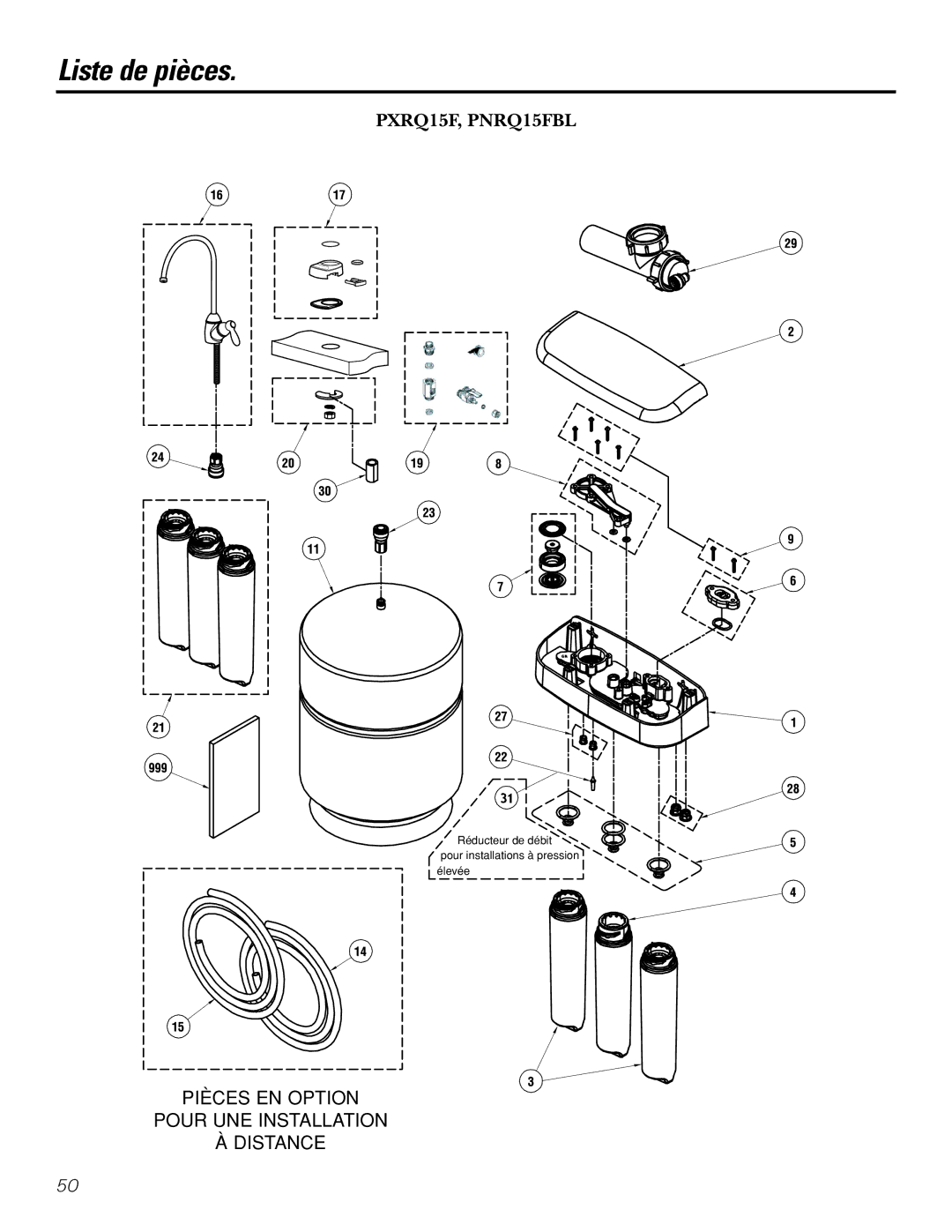 GE PXRQ15F owner manual Liste de pièces 