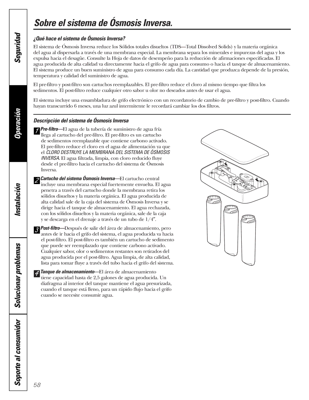 GE PXRQ15F owner manual Sobre el sistema de Ósmosis Inversa, ¿Qué hace el sistema de Ósmosis Inversa? 