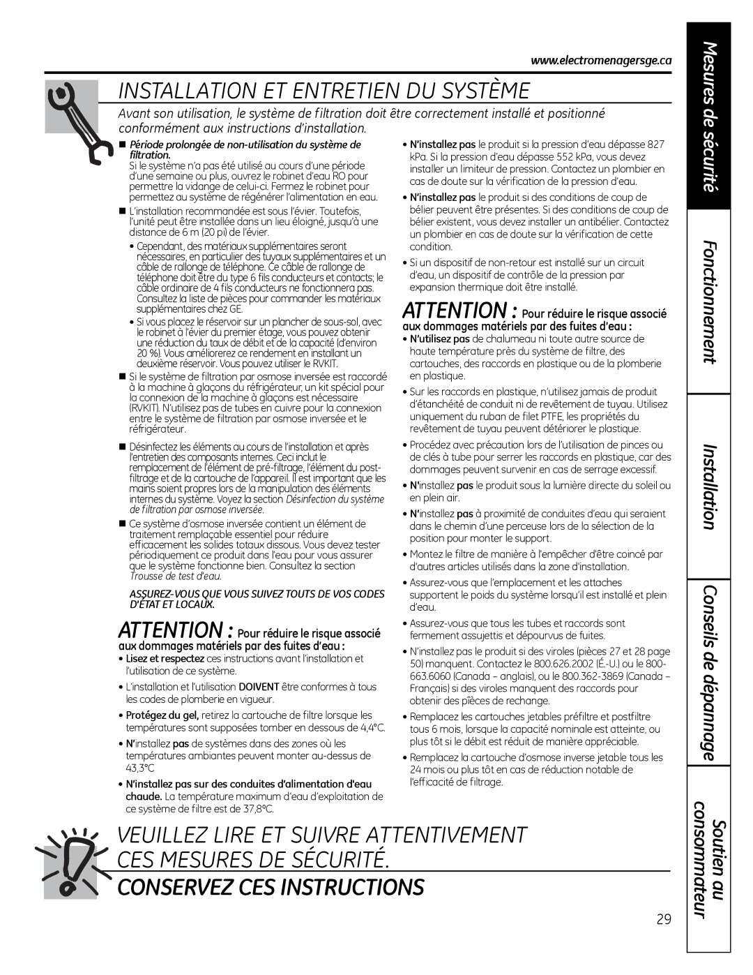 GE PNRQ16RBL, PXRQ15RBL owner manual Conservez CES Instructions 