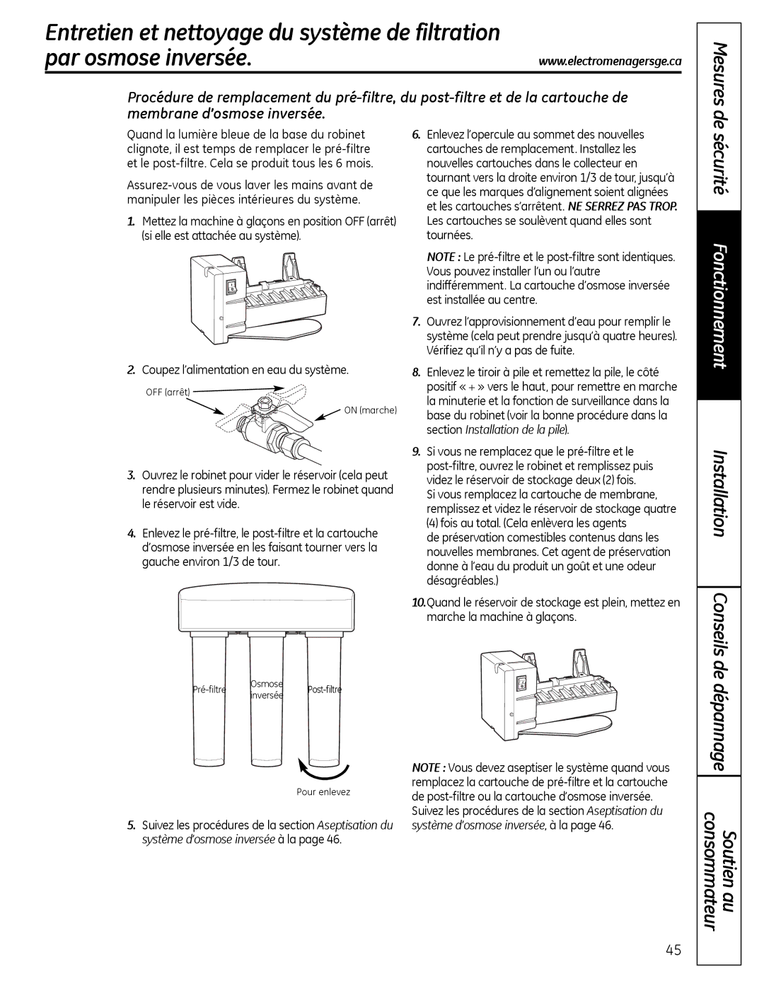 GE PNRQ16RBL, PXRQ15RBL owner manual Sécurité Fonctionnement 