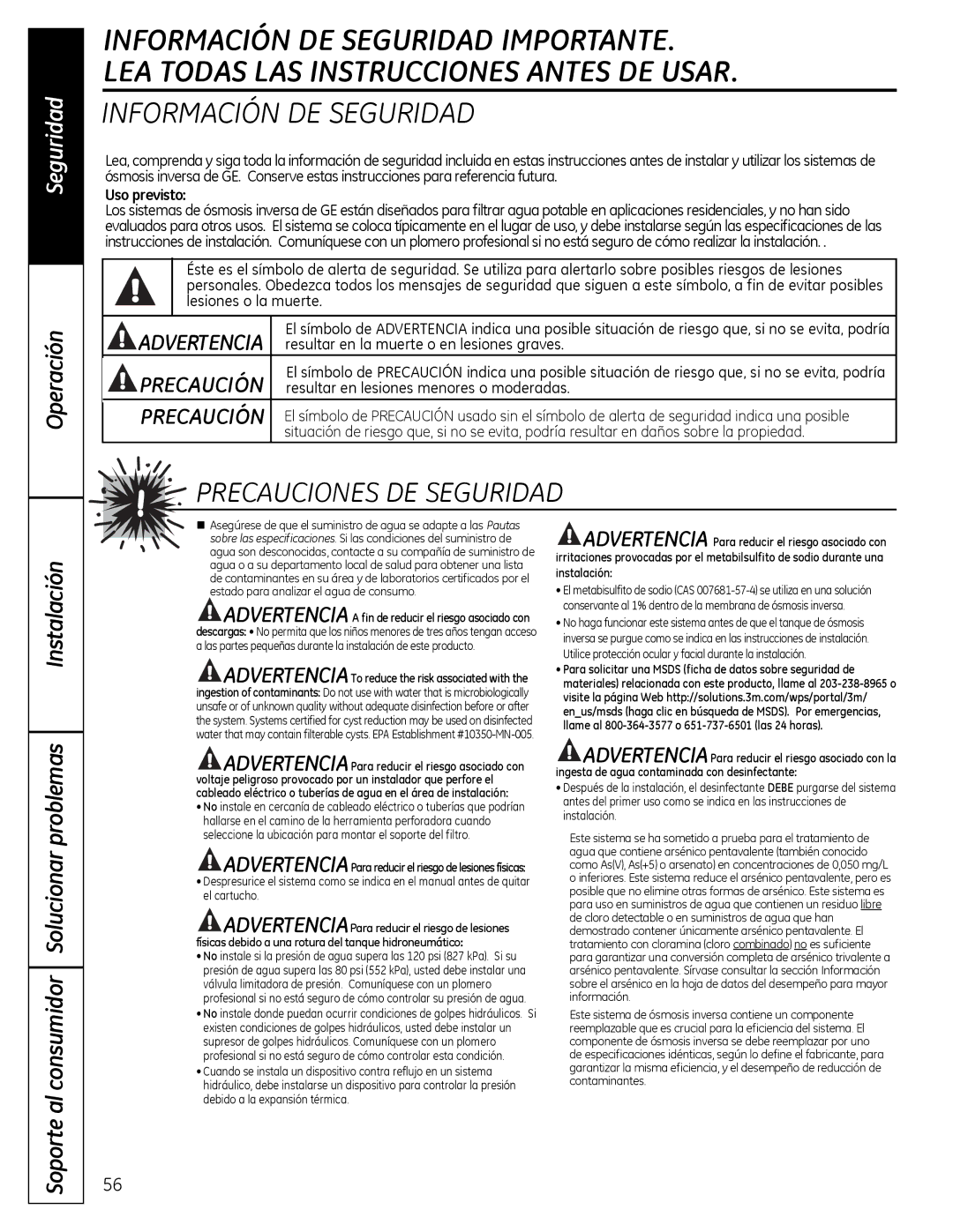 GE PNRQ16RBL, PXRQ15RBL owner manual Información DE Seguridad 