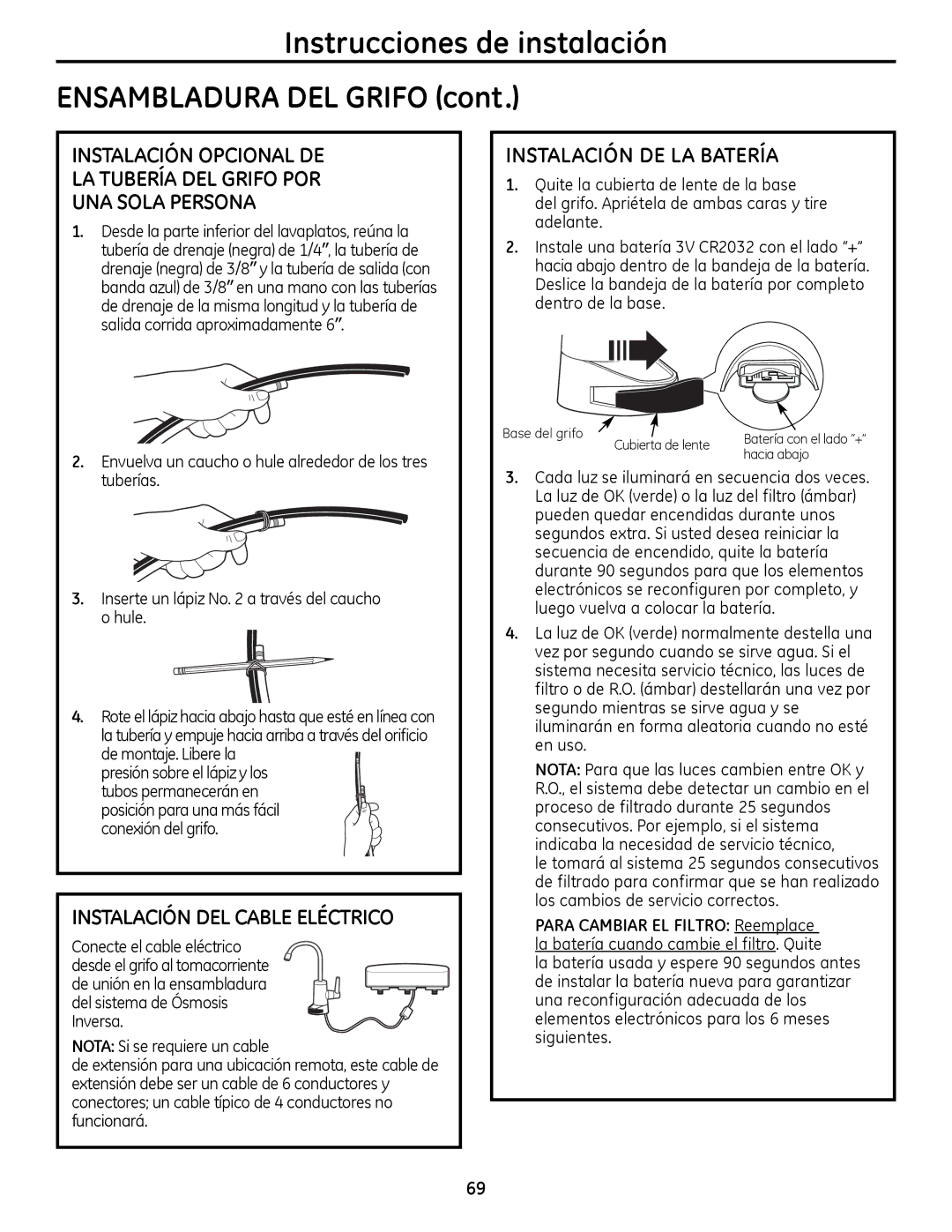 GE PXRQ15RBL, PNRQ16RBL owner manual Instalación DEL Cable Eléctrico, Instalación DE LA Batería 