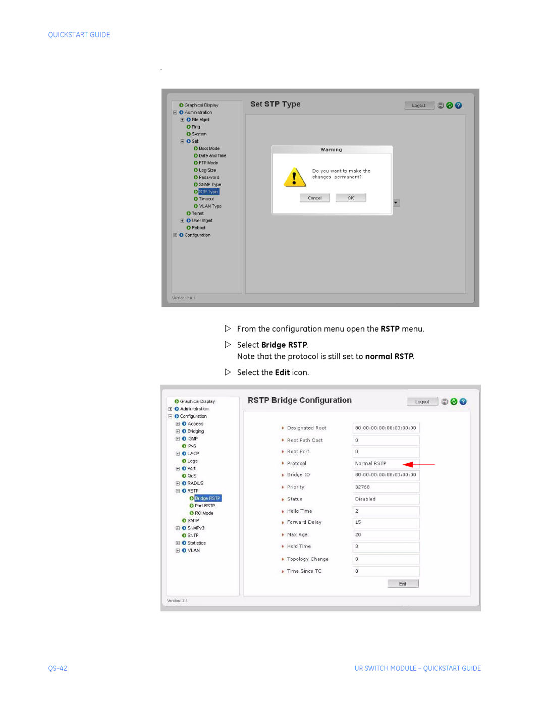 GE QS24 UR quick start Select Bridge Rstp 