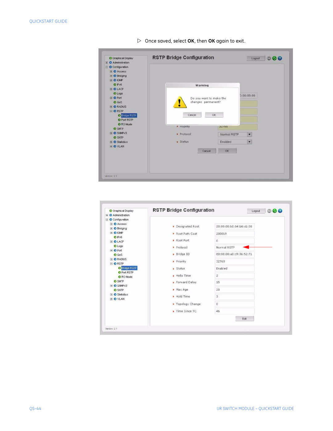 GE QS24 UR quick start Once saved, select OK, then OK again to exit 