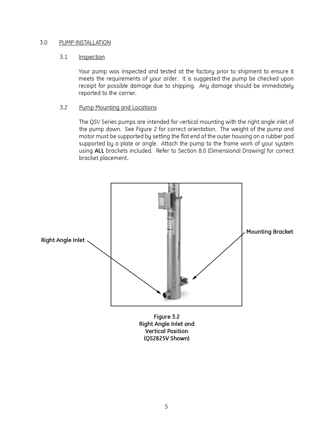 GE QS1800V, QS2800V manual Pump Installation 