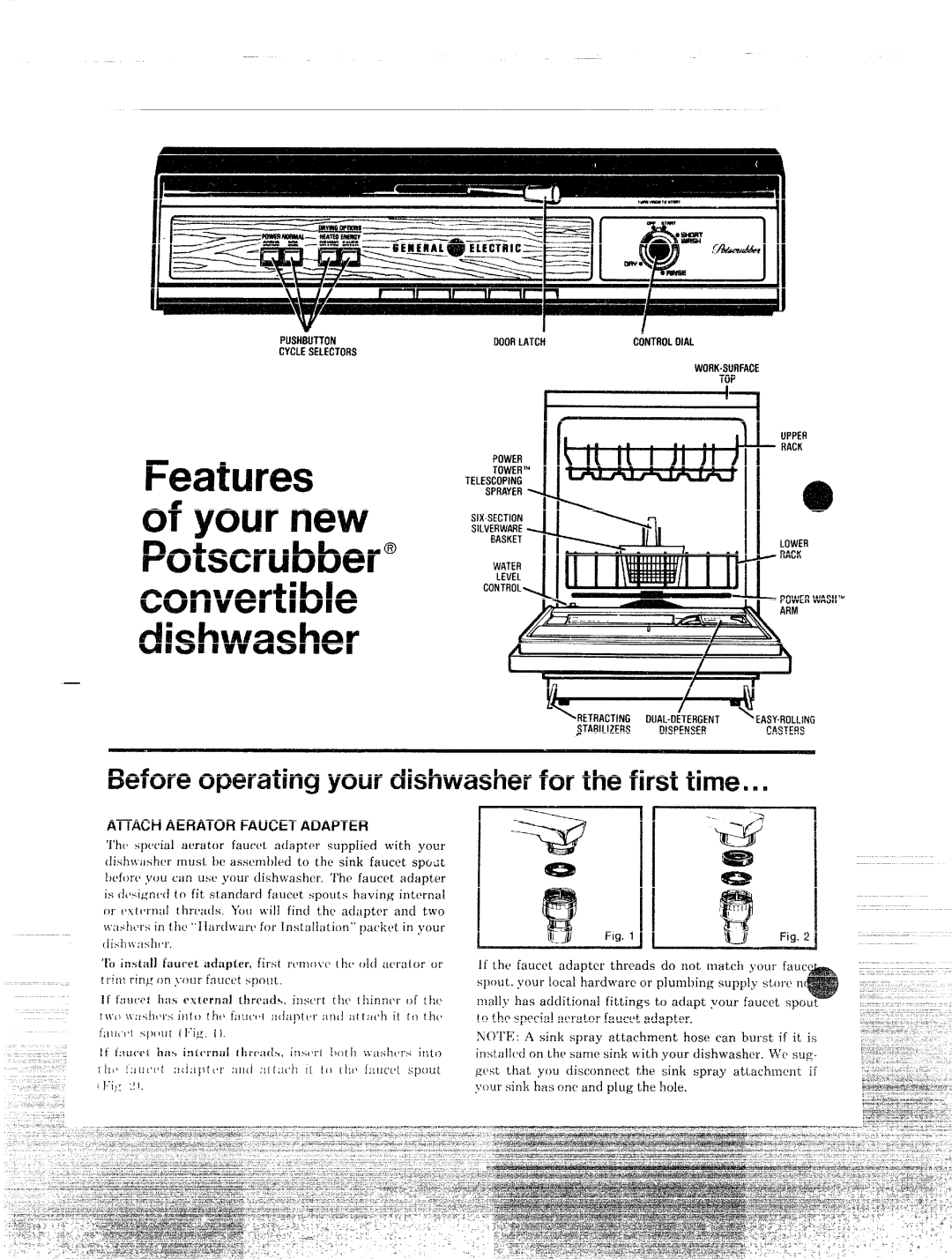 GE QSC-450W warranty Your, For the first time, Attachaerator Faucet Adapter 