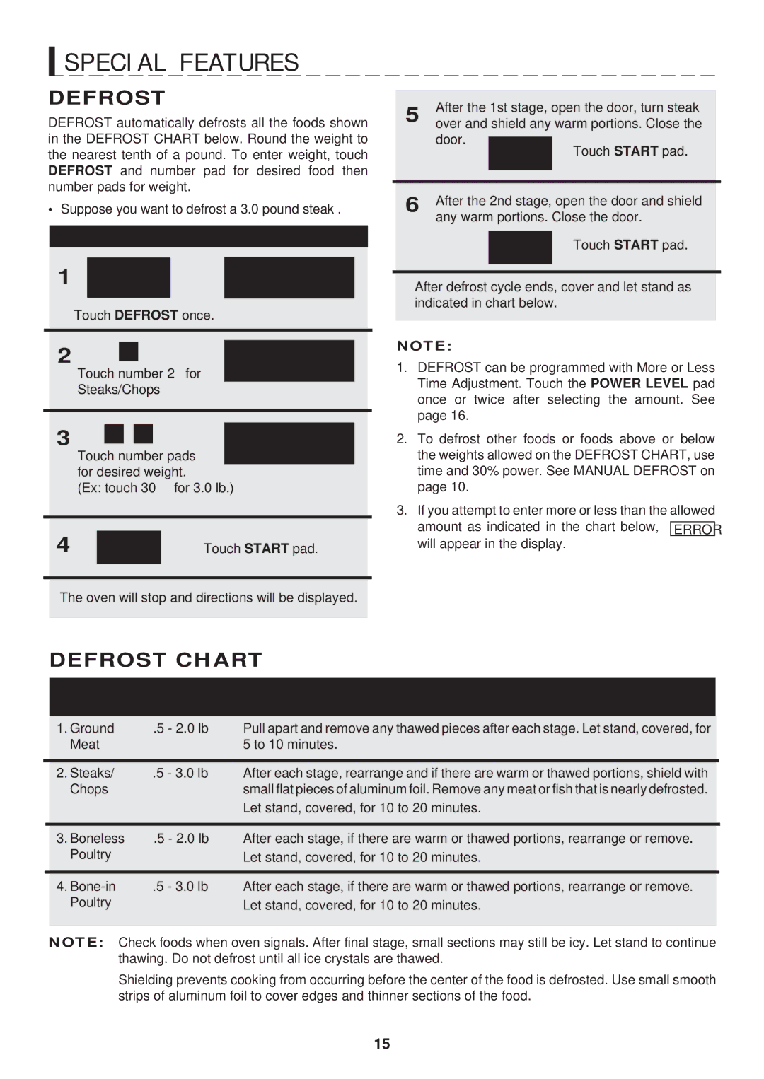 GE R-404F, R-501F, R-401F, R-508F warranty Defrost Chart 