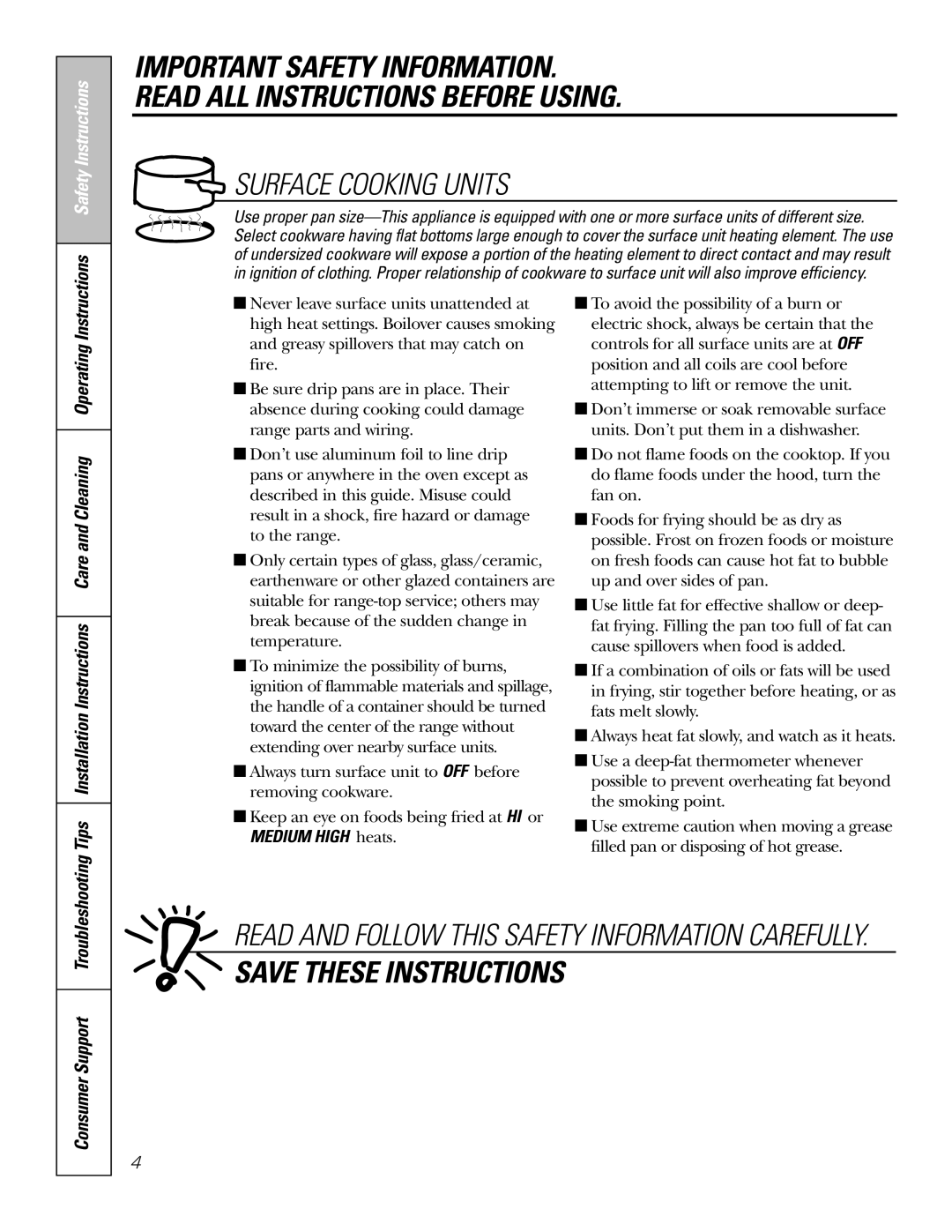 GE RA720 RA724 owner manual Consumer Support, Medium High heats 