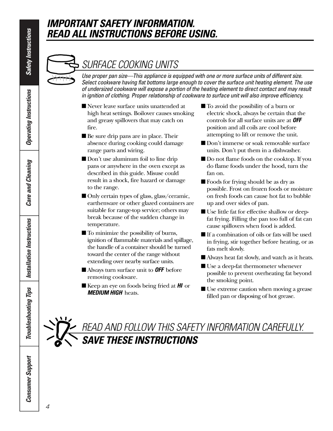 GE RA724, RA720 owner manual Consumer Support, Medium High heats 