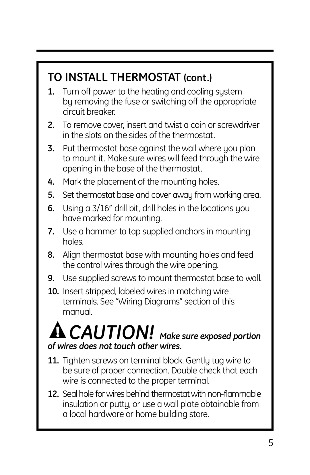 GE RAK164D1, RAK148D1 installation instructions To Install Thermostat 